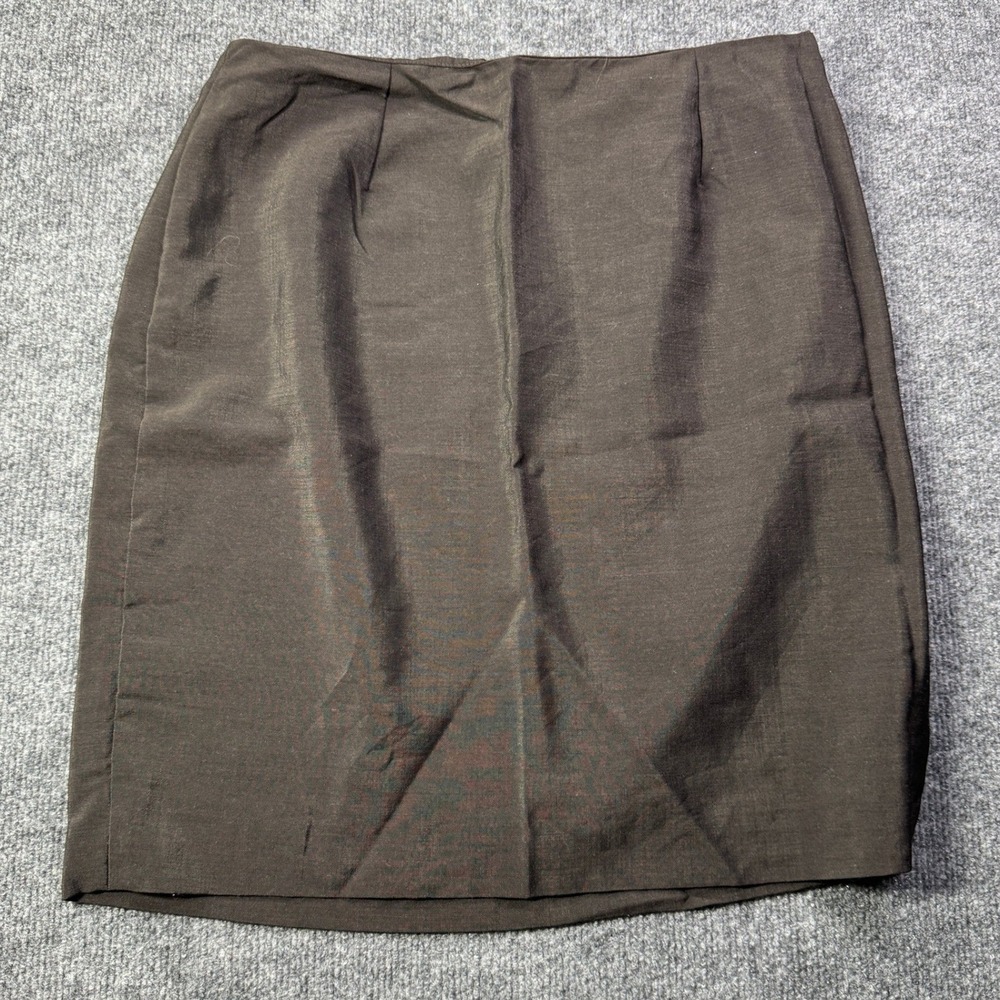 Gucci Mini Skirt Womens 46 Brown Silk Blend Side Slit Made in Italy